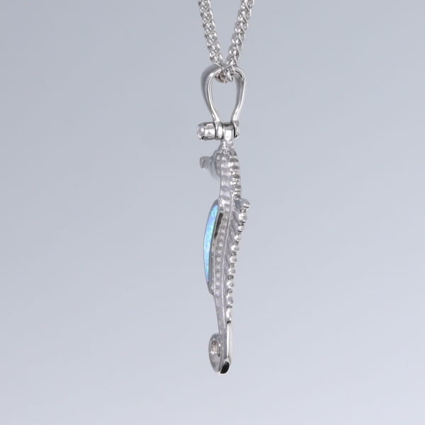 Opal Pendant Inlaid Realistic Sea Horse Design