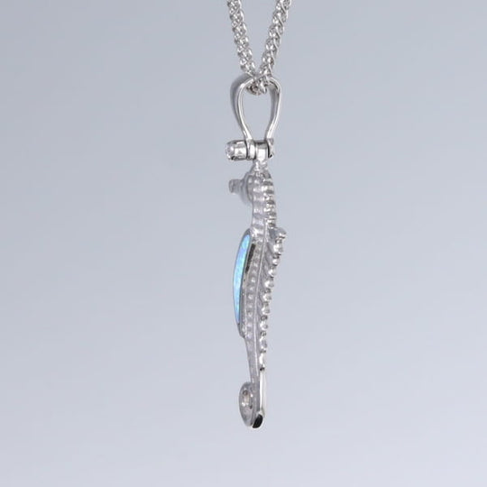 Opal Pendant Inlaid Realistic Sea Horse Design