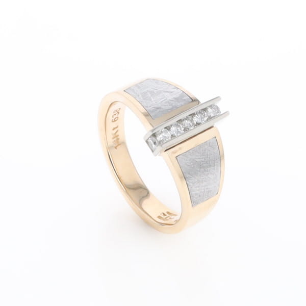 Meteorite Ring Double Sided Inlaid Design with .23ctw Diamonds