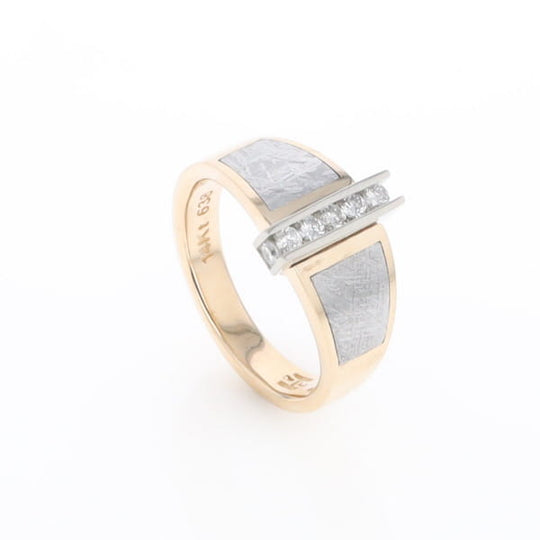 Meteorite Ring Double Sided Inlaid Design with .23ctw Diamonds