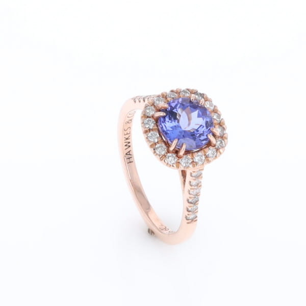 Rose Gold Tanzanite Halo Ring