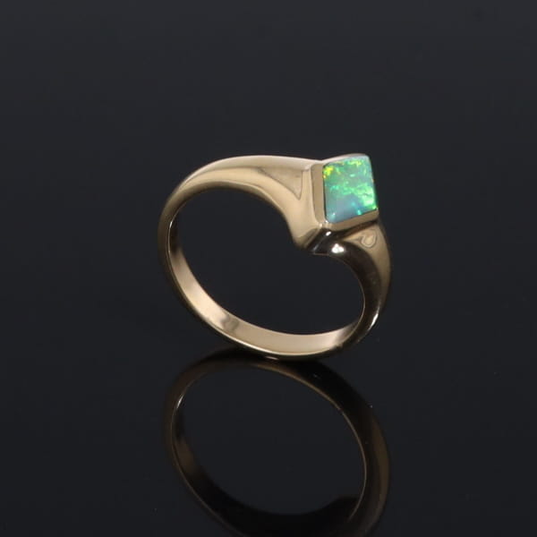 Ethiopian Opal Rings Diamond Shape Inlaid Design