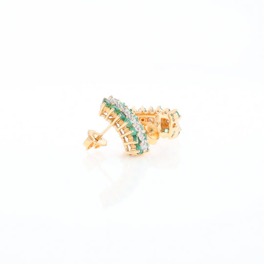 Three-Row Drop Emerald and Diamond Earrings