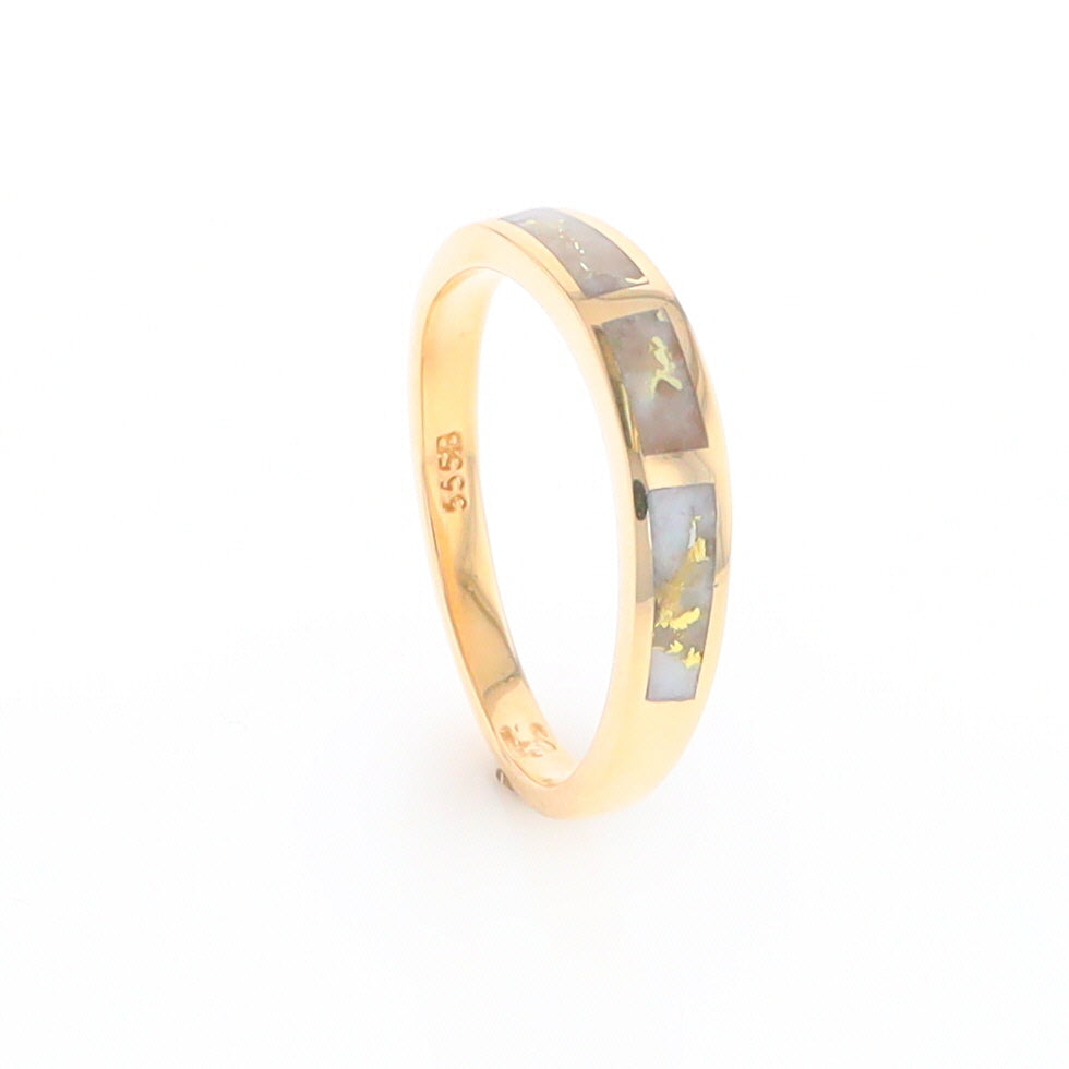 3 Section Gold Quartz Ring Lady’s Anniversary Band G2