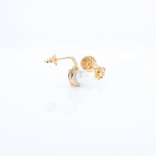 Pearl Drop Earrings with Diamond Halos