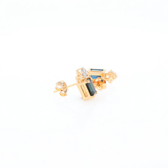 Rectangle Blue Sapphire Stud Earrings