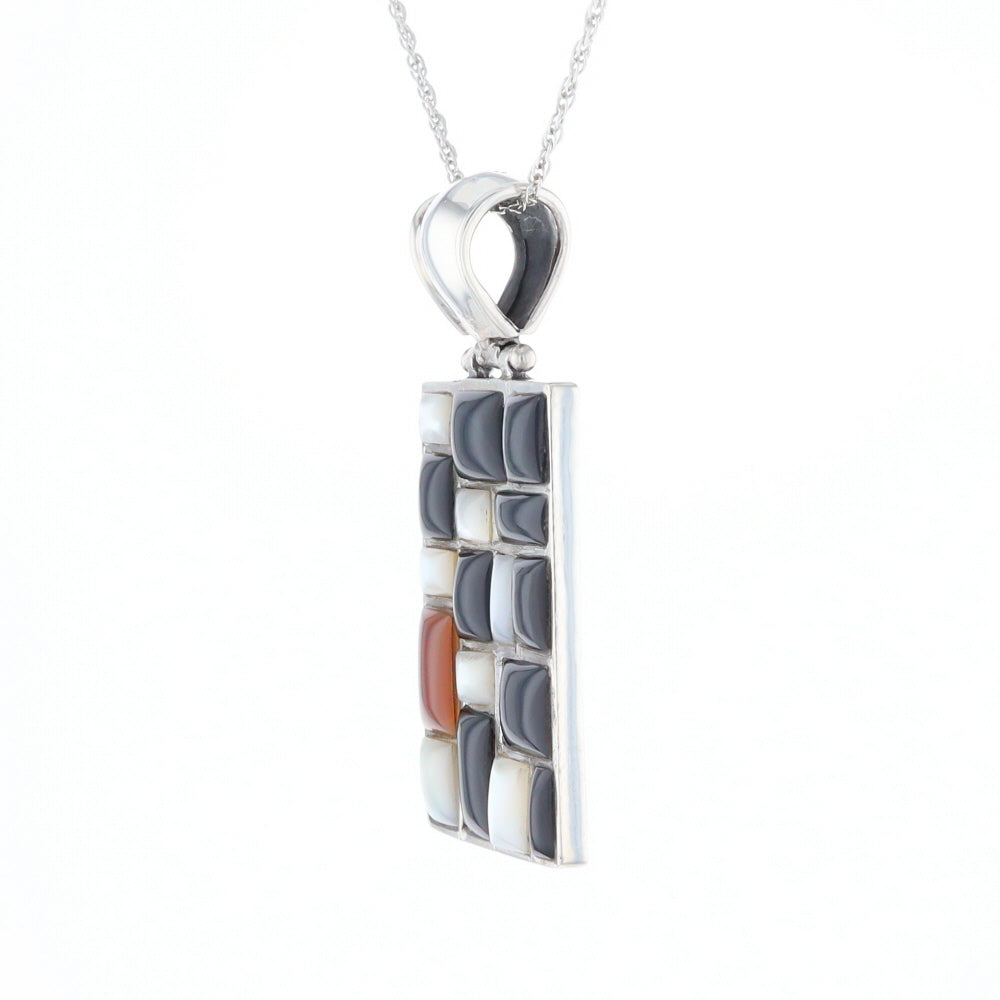 Onyx & Mother of Pearl Checkered Pendant