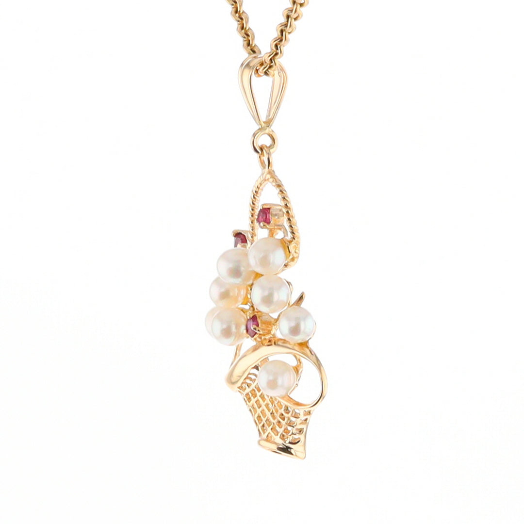 Pearl and Ruby Basket Pendant