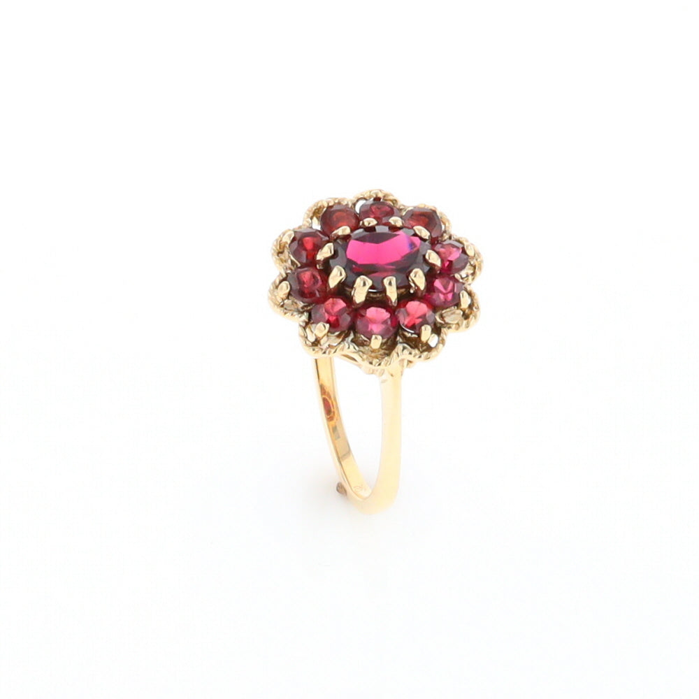 Floral Cluster Garnet Ring