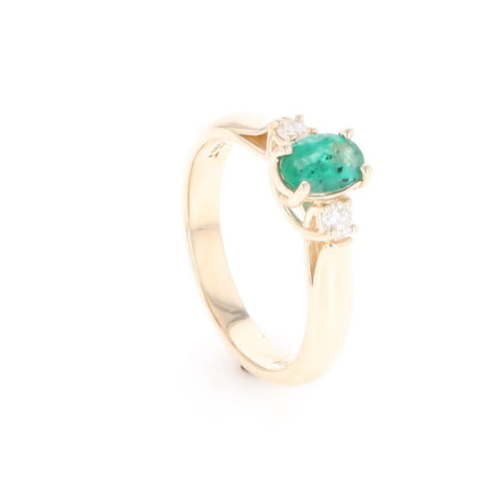Emerald Three-Stone Trellis Ring