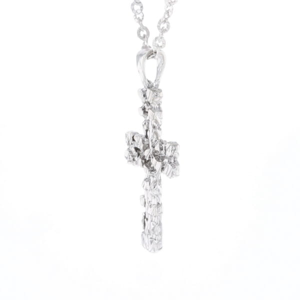 Sterling Silver Nugget Pattered Cross Necklace