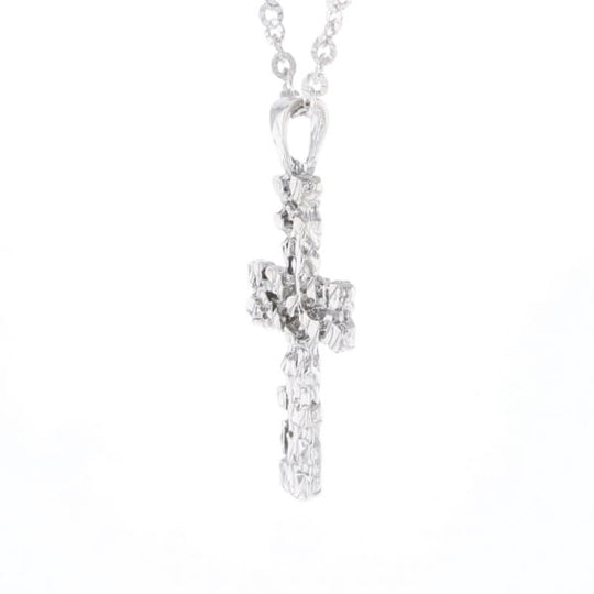 Sterling Silver Nugget Pattered Cross Necklace