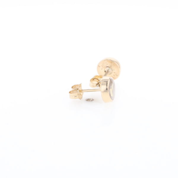 Gold Quartz Earrings Round Inlaid Studs