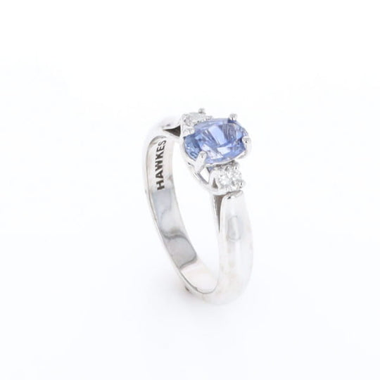 Ceylon Sapphire Three-Stone Trellis Ring
