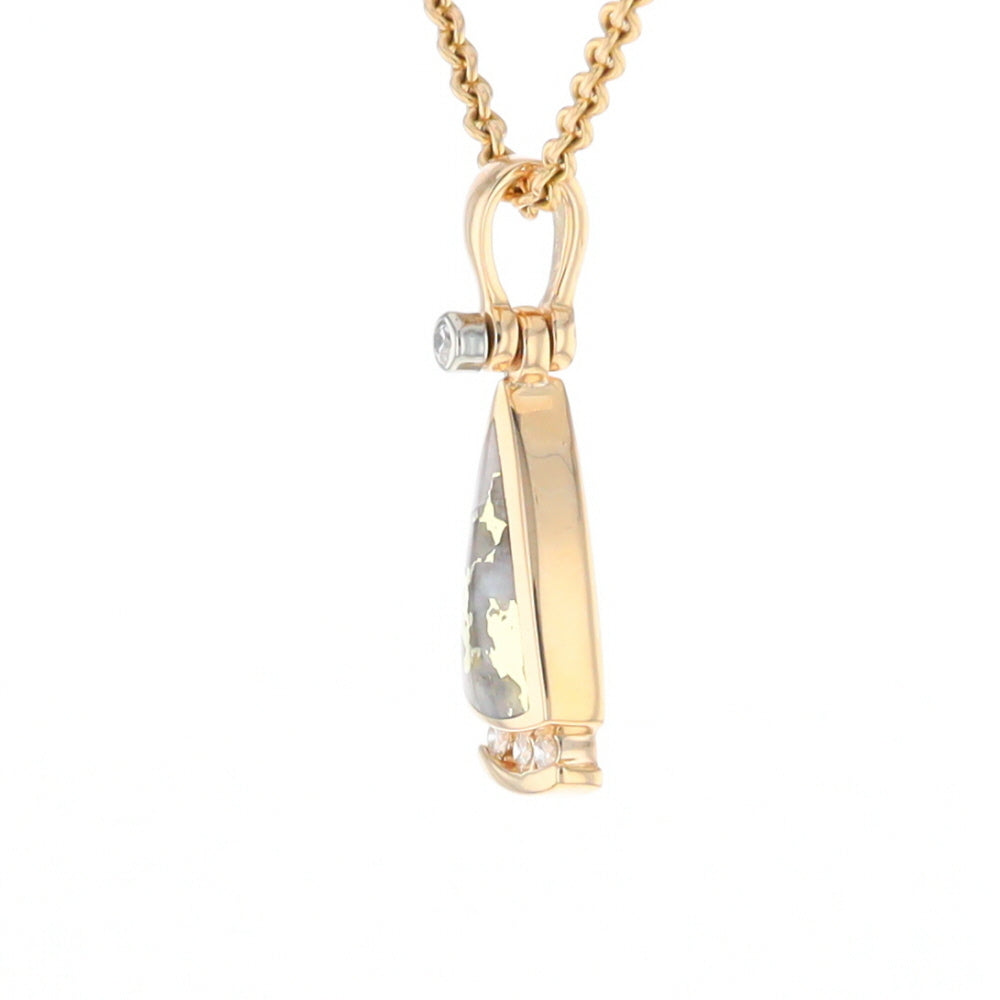 Gold Quartz Triangle Inlaid Pendant with 0.08ctw Diamonds - G2