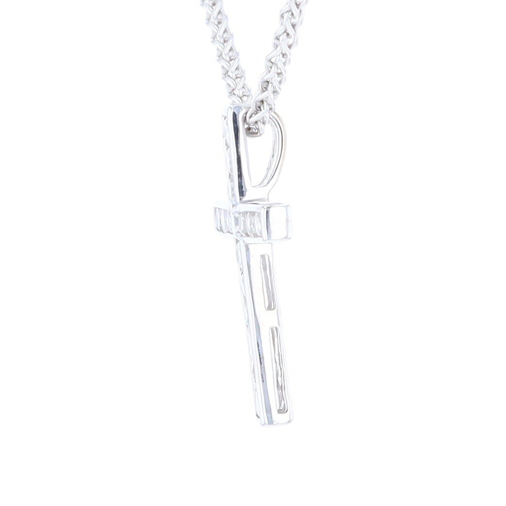 Channel Set Diamond Cross Pendant