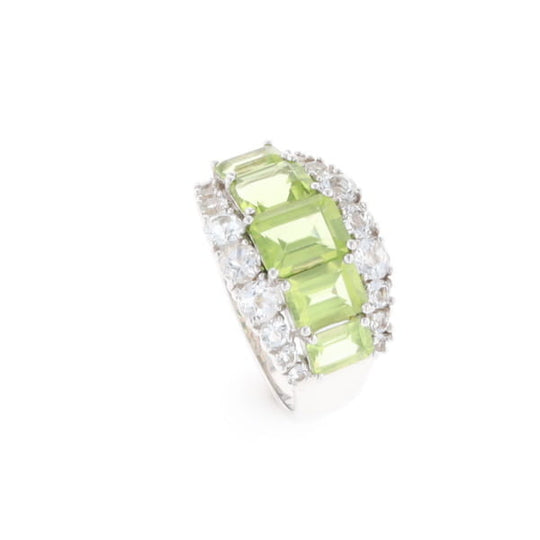 Peridot and CZ Cocktail Ring