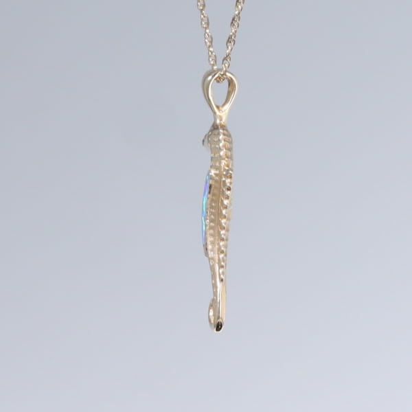 Opal Pendant Inlaid Realistic Sea Horse Design