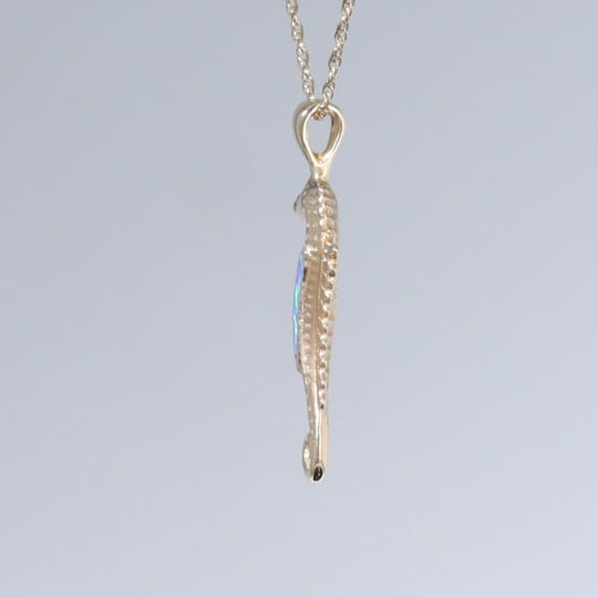 Opal Pendant Inlaid Realistic Sea Horse Design