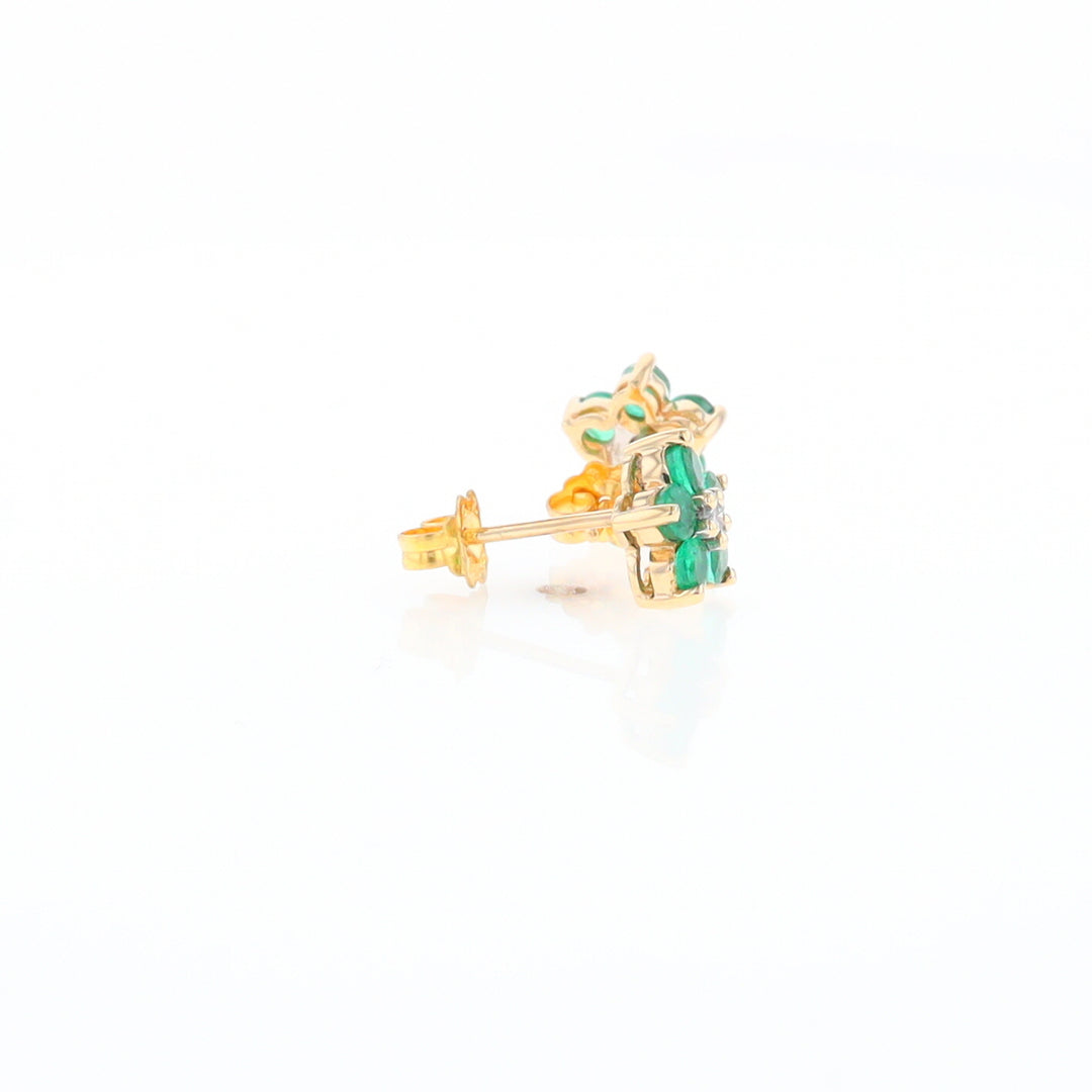 Emerald Flower Stud Earrings