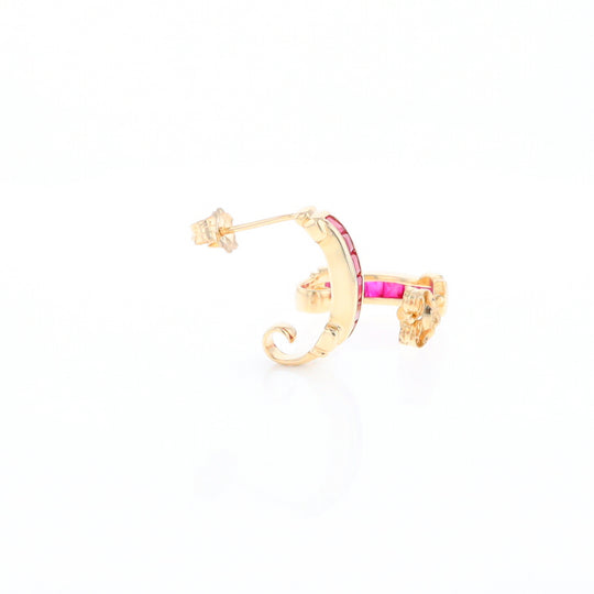 Channel Ruby Semi-Hoop Earrings