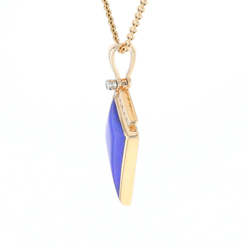 Lapis Kit Shaped Inlaid Pendant with 0.19ctw Diamonds