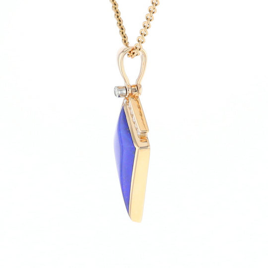 Lapis Kit Shaped Inlaid Pendant with 0.19ctw Diamonds