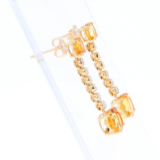 Citrine and Diamond Dangle Drop Earrings