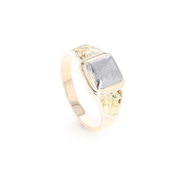 Meteorite & Gold Nugget Ring