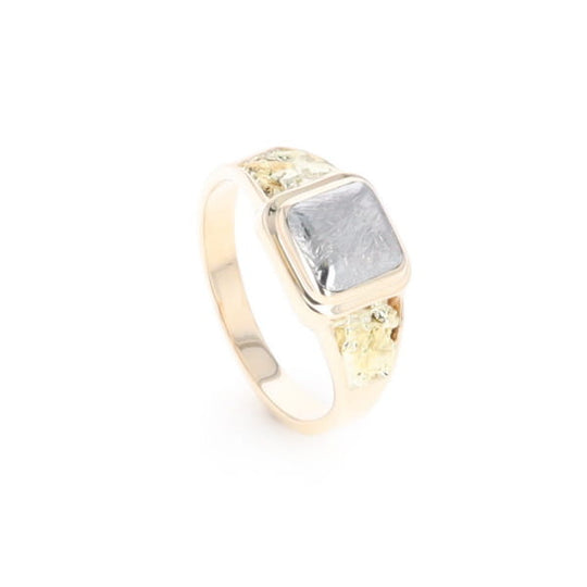 Meteorite & Gold Nugget Ring