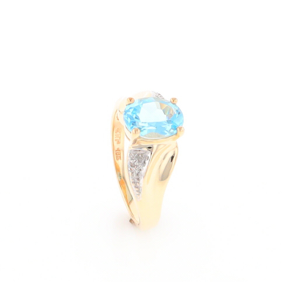 Blue Topaz Ring with Diamond Accents