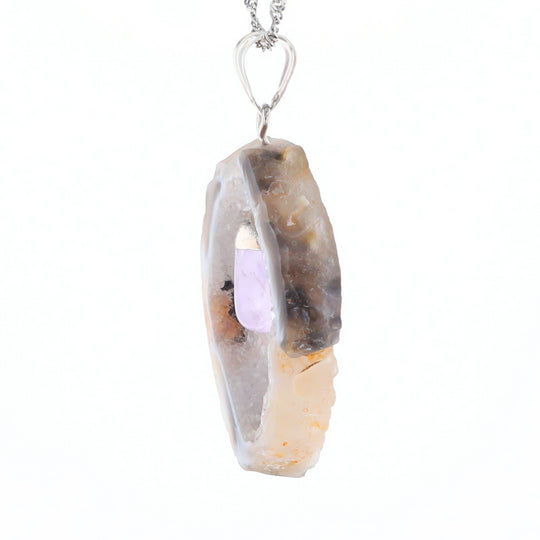 Druzy Quartz With Dangling Amethyst Pendant