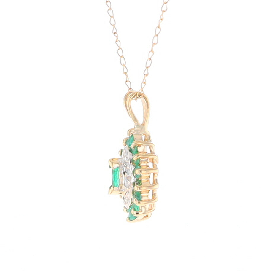 Marquise Cluster Emerald and Diamond Necklace