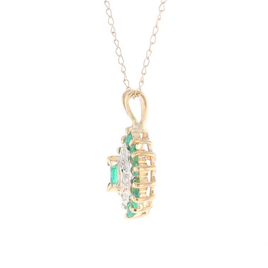 Marquise Cluster Emerald and Diamond Necklace