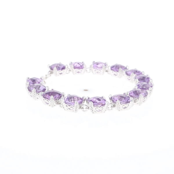 Amethyst Bracelet With Silver Filigree