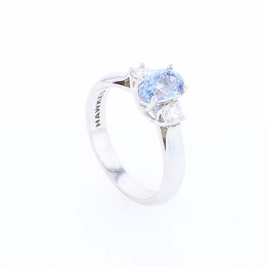 Ceylon Sapphire Three-Stone Trellis Ring