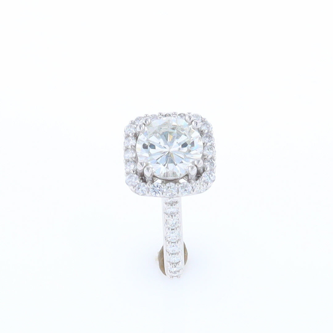 Diamond Engagement Ring with Square Halo