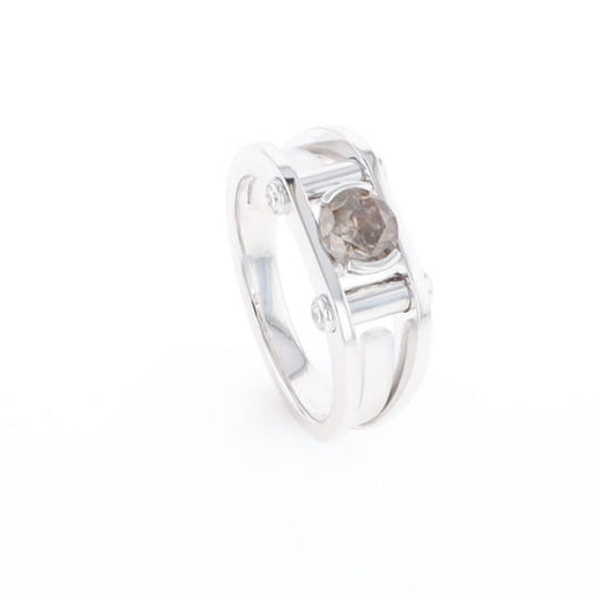 Men's Contemporary White Gold Industrial Brown Diamond Ring