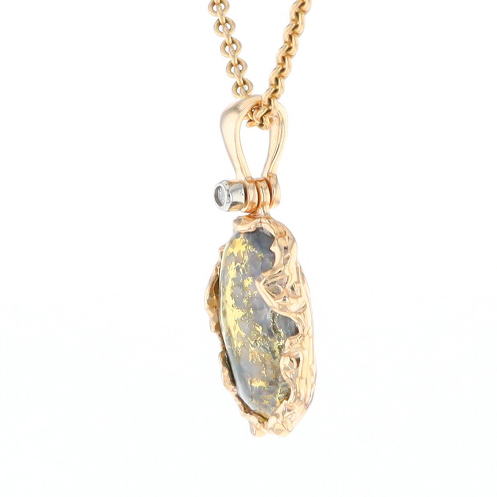 Serpentine & Gold Quartz Freeform Pendant