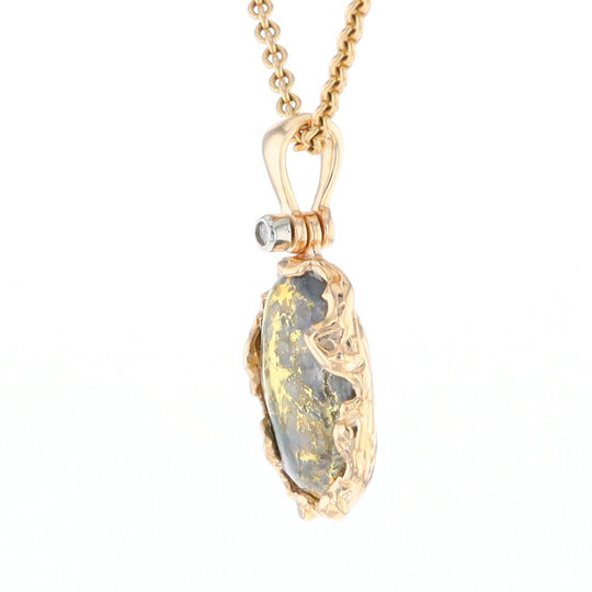 Serpentine & Gold Quartz Freeform Pendant