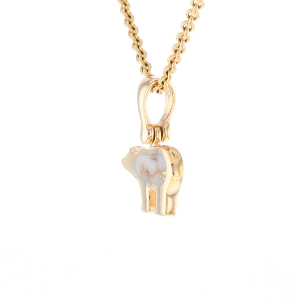 Gold Quartz Inlaid Polar Bear Pendant