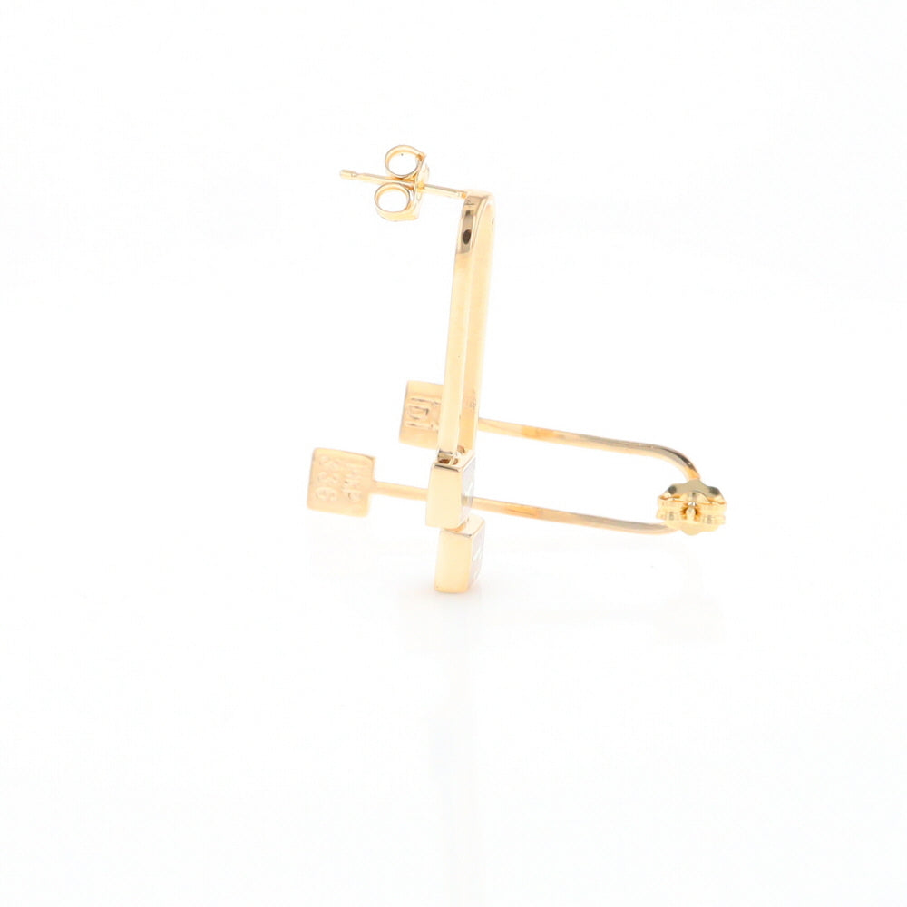 Gold Quartz Double Square Curved Bar Earrings - G2