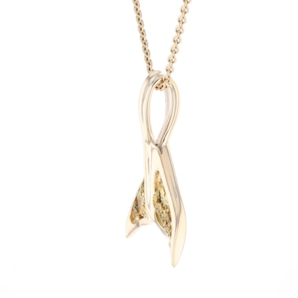 Whale Tail Natural Gold Nuggets Inlaid Pendant XL