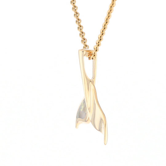 Whale Tail Necklaces Single Sided Gold Quartz Inlaid Sea life Pendant