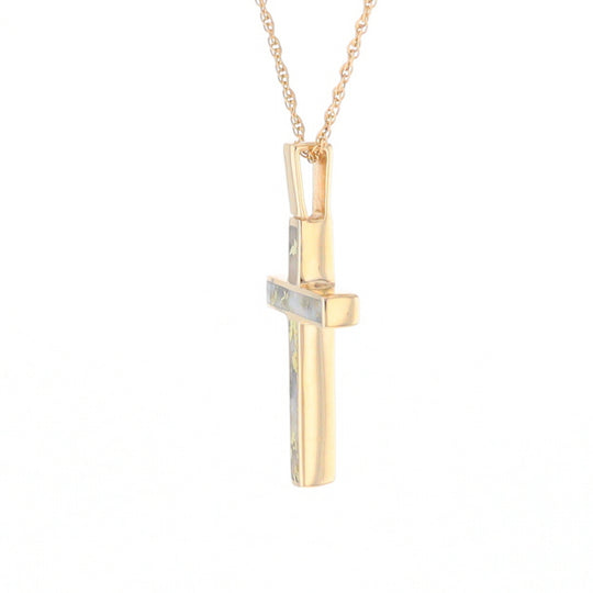 Three Section Gold Quartz Cross - G2