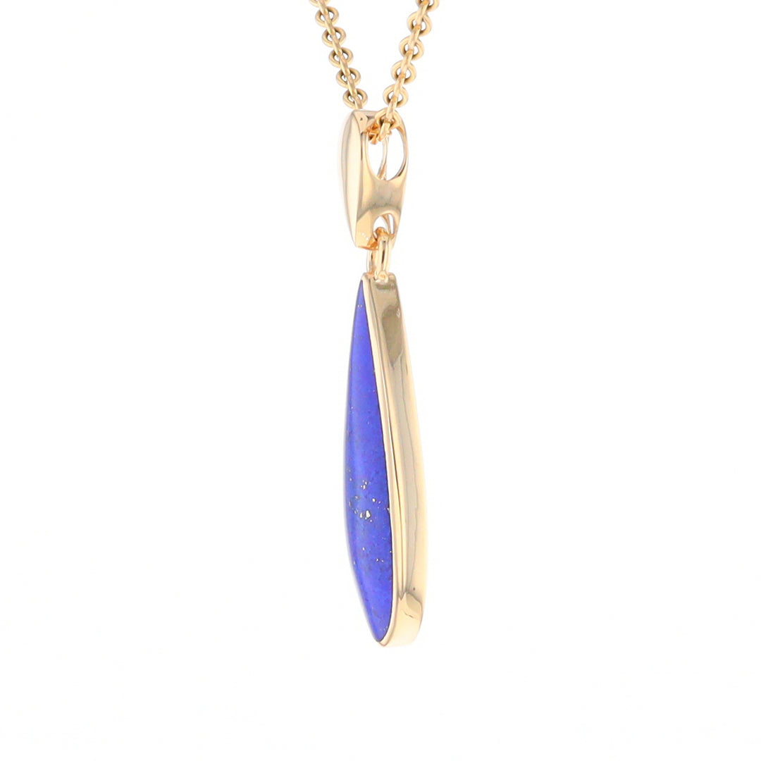 Lapis Tear Drop Inlaid Design Pendant