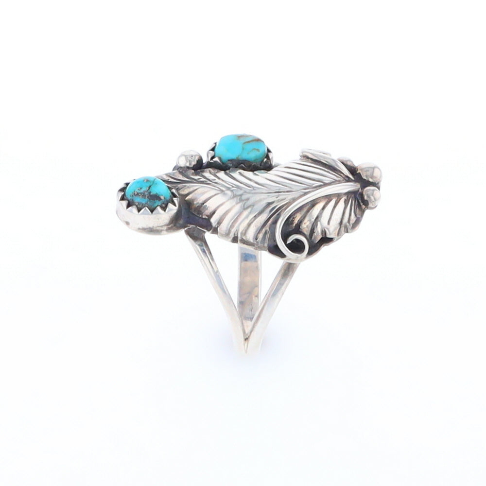 Native Turquoise Feather Ring