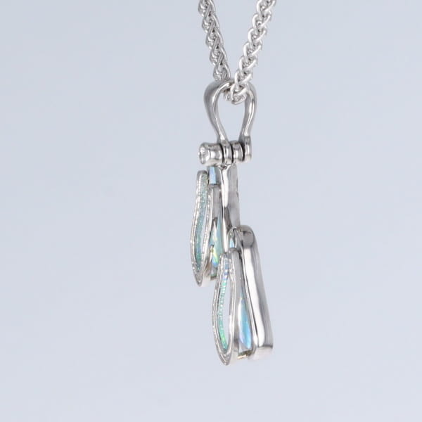 Opal Pendant Sandals Double Inlaid Design with .02ct Round Diamond