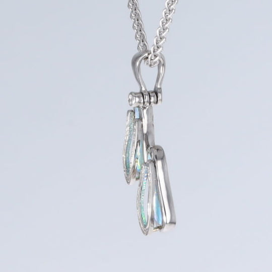 Opal Pendant Sandals Double Inlaid Design with .02ct Round Diamond