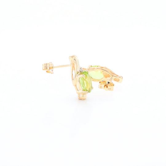 Peridot Ribbon Stud Earrings